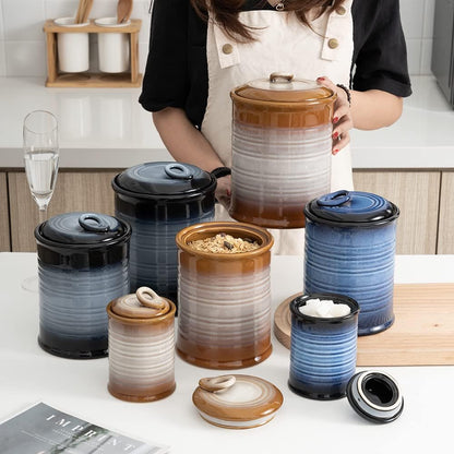 Nihow Ceramic Food Storage Jar Sets: Container with Air Tight Ceramic Lid for
