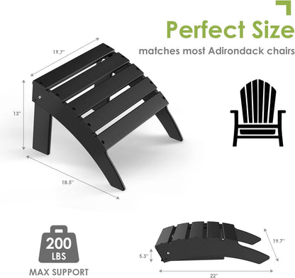 GREENVINES Adirondack-Ottoman | Set of 2 | HDPE Plastic | Outdoor Footrest | All Weather | Foot