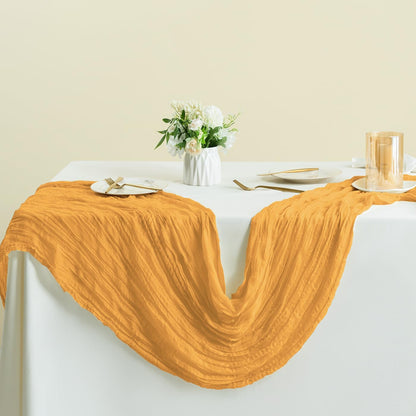 Sioloc Yellow Cheesecloth Table Runner Fall Autumn Decor for Home 10ft Table Cloth for Wedding
