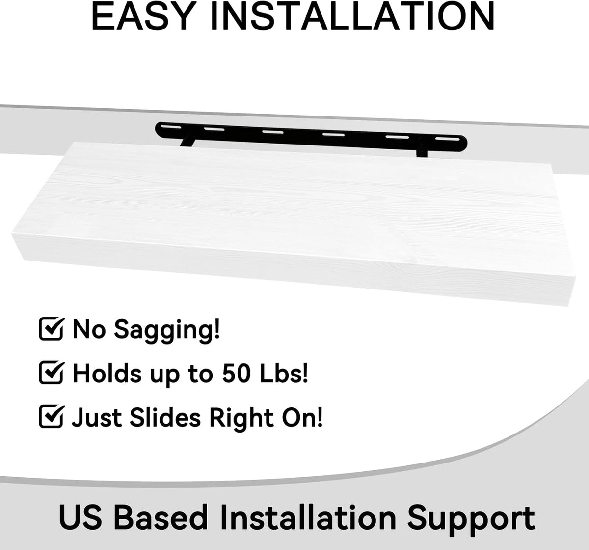 BGMG Wood Floating Shelves 24 inch Long,Rustic Solid Wooden Deep Wall Shelves for Bathroom Living