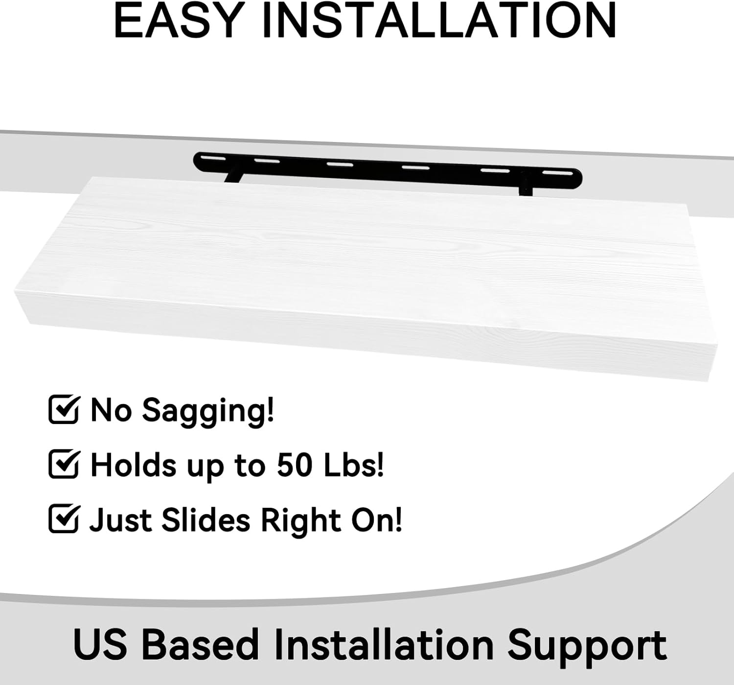 BGMG Wood Floating Shelves for Wall 30 inch Set of 2,White Floating Shelves,Solid Wood Wall Mount