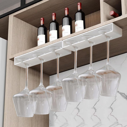 4 Pack Wine Glass Holder,Wine Glass Rack Punch-free Under Cabinet Wine Glass Holder Hanging Plastic