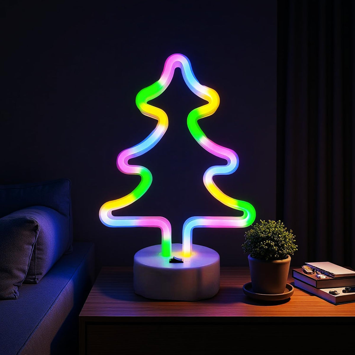Christmas Tree Neon Light Signs for Bedroom Bedside Dorm Wall Decor,Neon Light up Christmas Decor