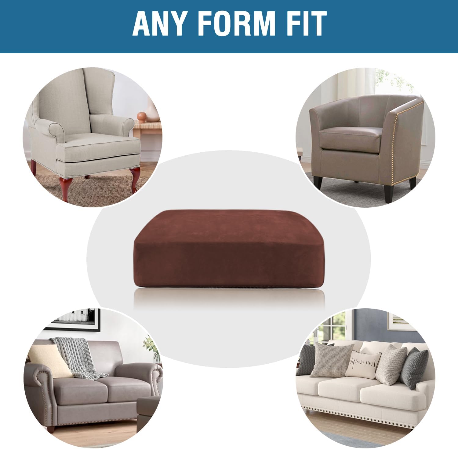 H.VERSAILTEX Velvet Stretch Couch Cushion Cover Plush Cushion Slipcover for Chair Loveseat Sofa