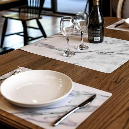 Marble Faux Leather PU Placemats, Set of 8, Easy to Clean, Heat & Stain Resistant for Conference