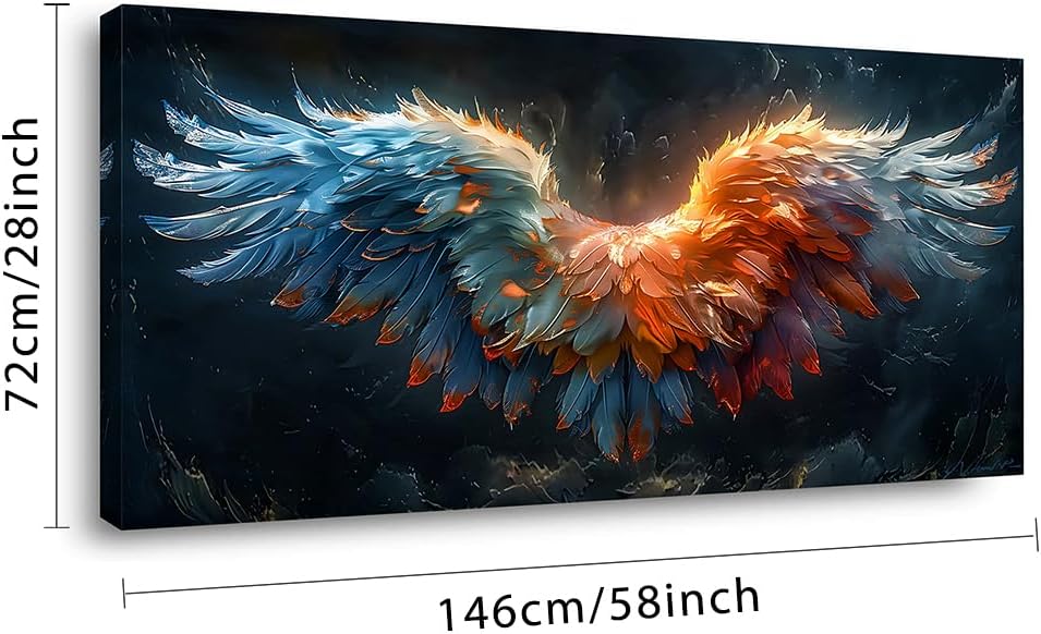 LASMOND Beautiful Colorful Angel Wings Religion Wall Art Decor Artwork for Girls Room Bedroom