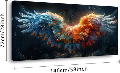 LASMOND Beautiful Colorful Angel Wings Religion Wall Art Decor Artwork for Girls Room Bedroom