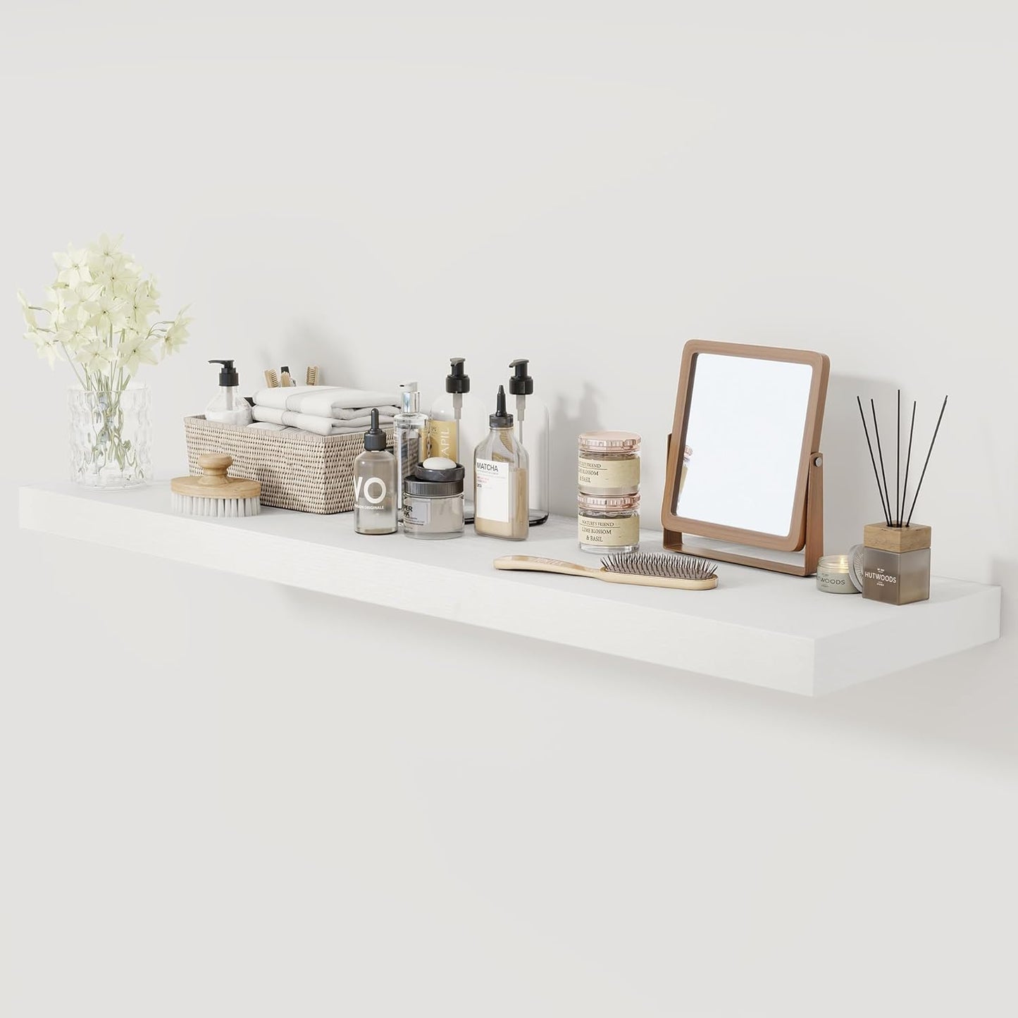 White Floating Shelves 48 Inch Long, 12 Inch Deep Floating Shelves for Wall, 48 x 12 Large Wall