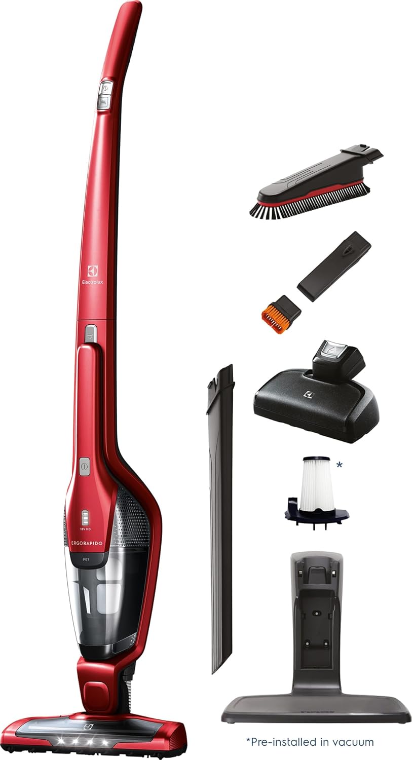 Electrolux Ergorapido Pet Cordless 2-in-1 Vacuum Cleaner with Motorized Pet Nozzle for Easy Pet