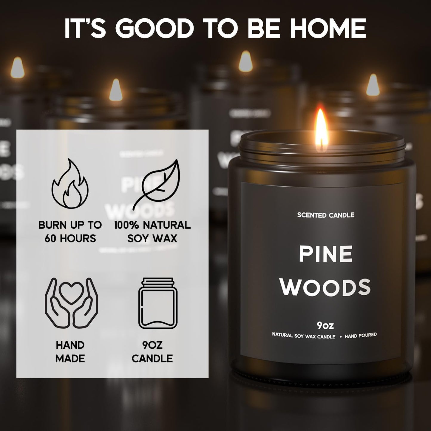 Pine Woods Candle, 9oz Scented Candle for Men, Scented Candles for Home, Gifts for Men