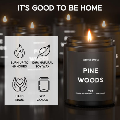 Pine Woods Candle, 9oz Scented Candle for Men, Scented Candles for Home, Gifts for Men