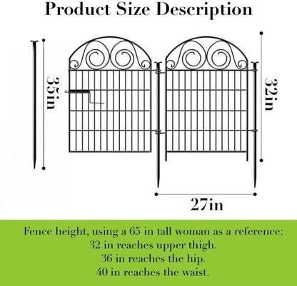 Tall Garden Fence Animal Barrier with Gate, 32 in(H) 16 Panels Garden Fences and Borders for Dogs