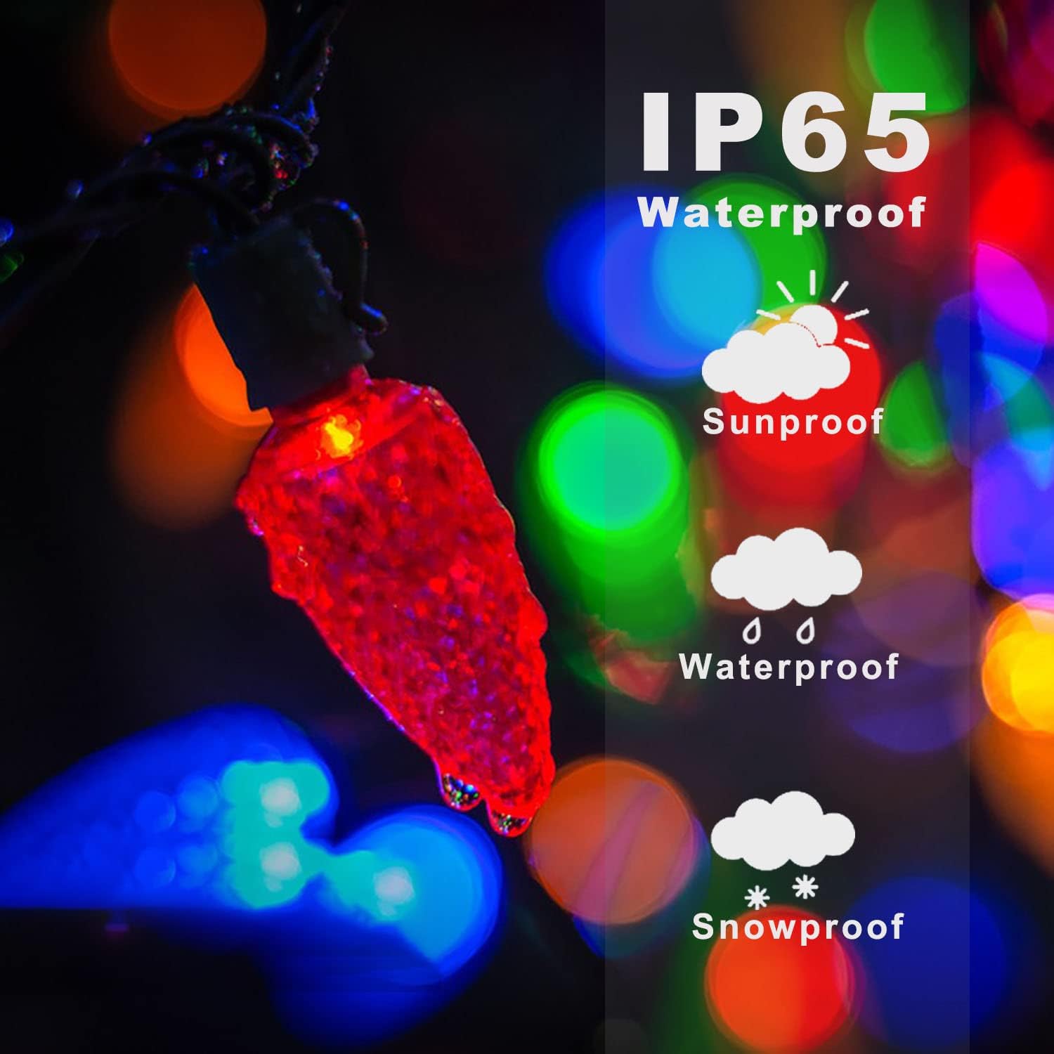 HUGSVIK 39Ft 100 LED Solar Christmas Lights Outdoor, 8 Modes C6 Strawberry Lights, Waterproof