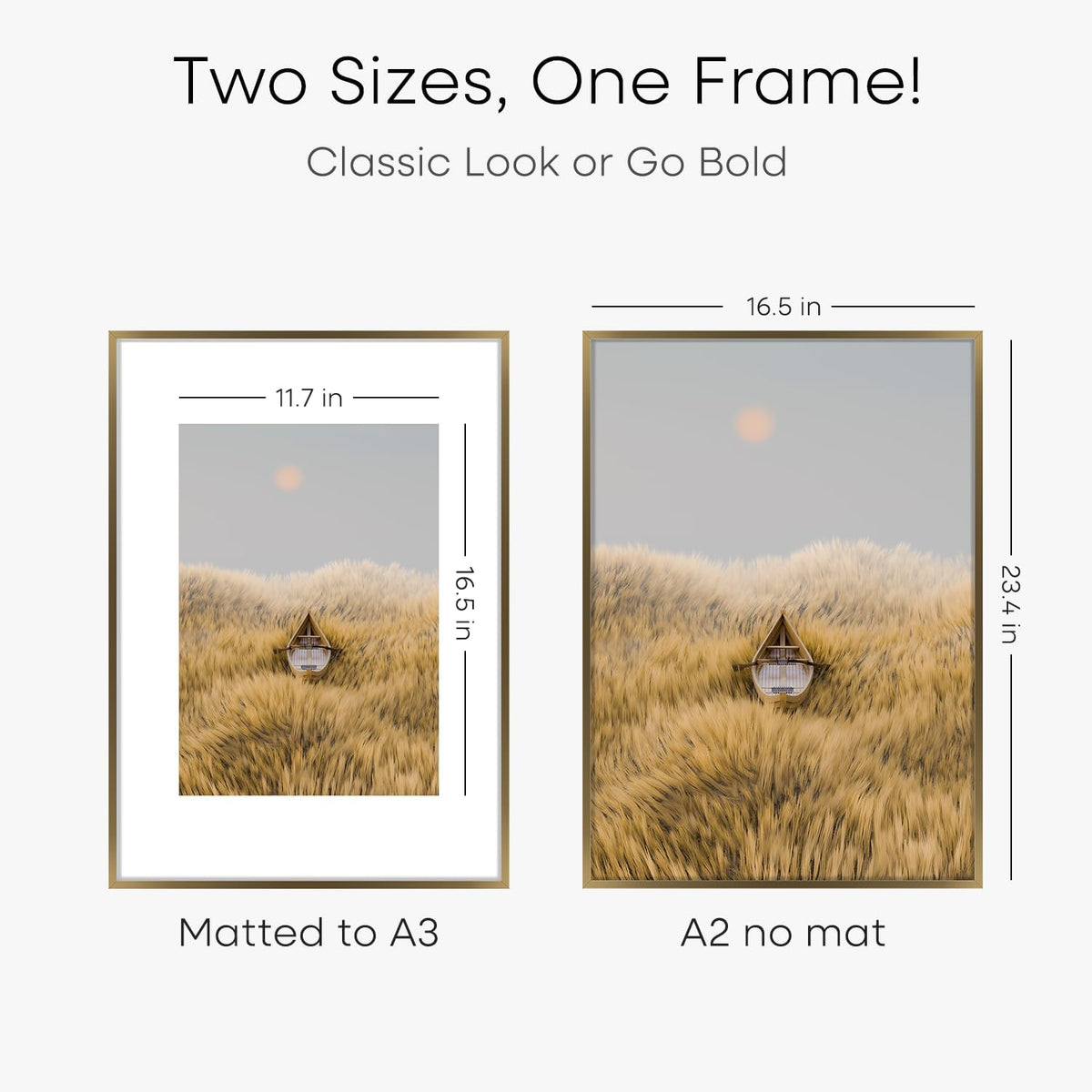 Homeforia A2 Picture Frame Bronze, High End Metal 16.5 x 23.4 inch Poster Frames with Mat 11.7 by