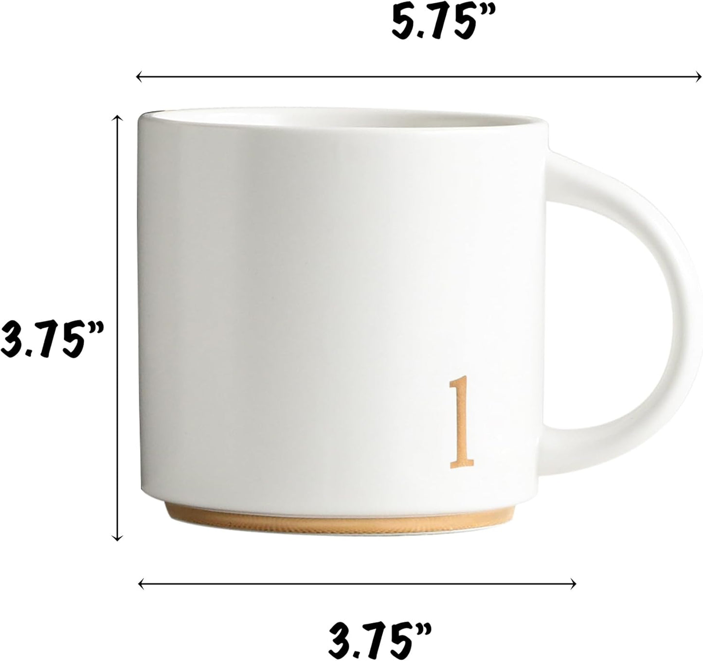 COLLECTIVE HOME - Monogram Ceramic Mugs, 15 oz Golden Initial Coffee Cups, Elegant Alphabet Tea
