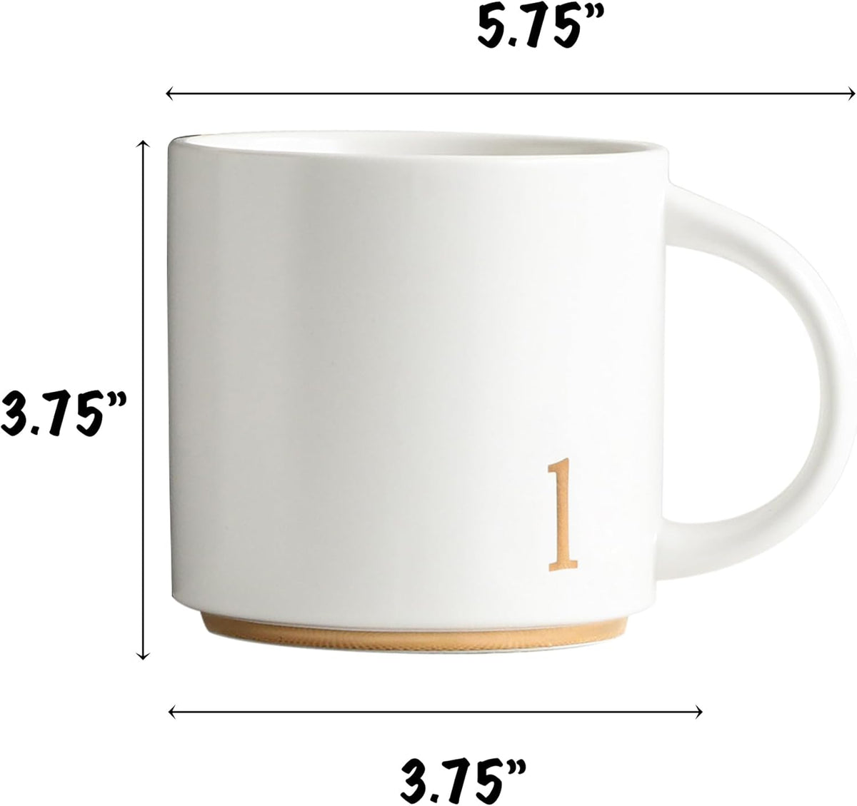 COLLECTIVE HOME - Monogram Ceramic Mugs, 15 oz Golden Initial Coffee Cups, Elegant Alphabet Tea