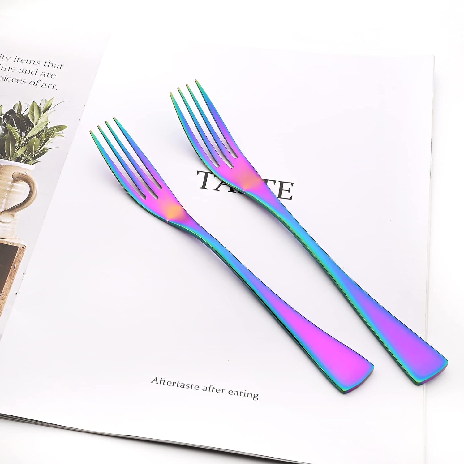 24-Piece Rainbow Flatware, Mirror 18/10 Stainless Steel Modern & Luxury Dinnerware Set With