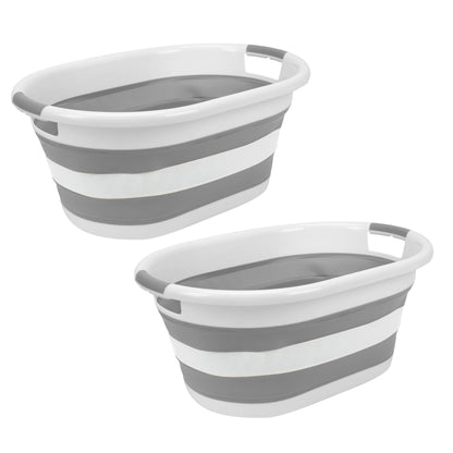 Laundry 360 2pk Collapsible Laundry Basket | Portable | Space Saver Storage | Hold 2 Loads | Store