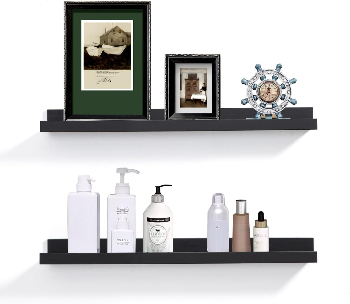 Black Floating Shelves for Wall 24 Inch Wall Shelves with Lip Modern Picture Ledge Shelf Wall Mount