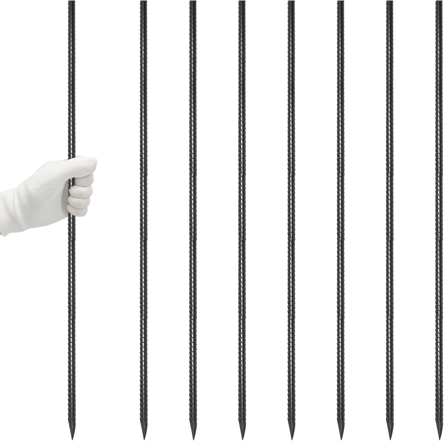 VVOKGO Rebar Stakes 48 Inch 8-Pack Concrete Form Stakes Heavy Duty Straight Ground Anchors, 3/8"