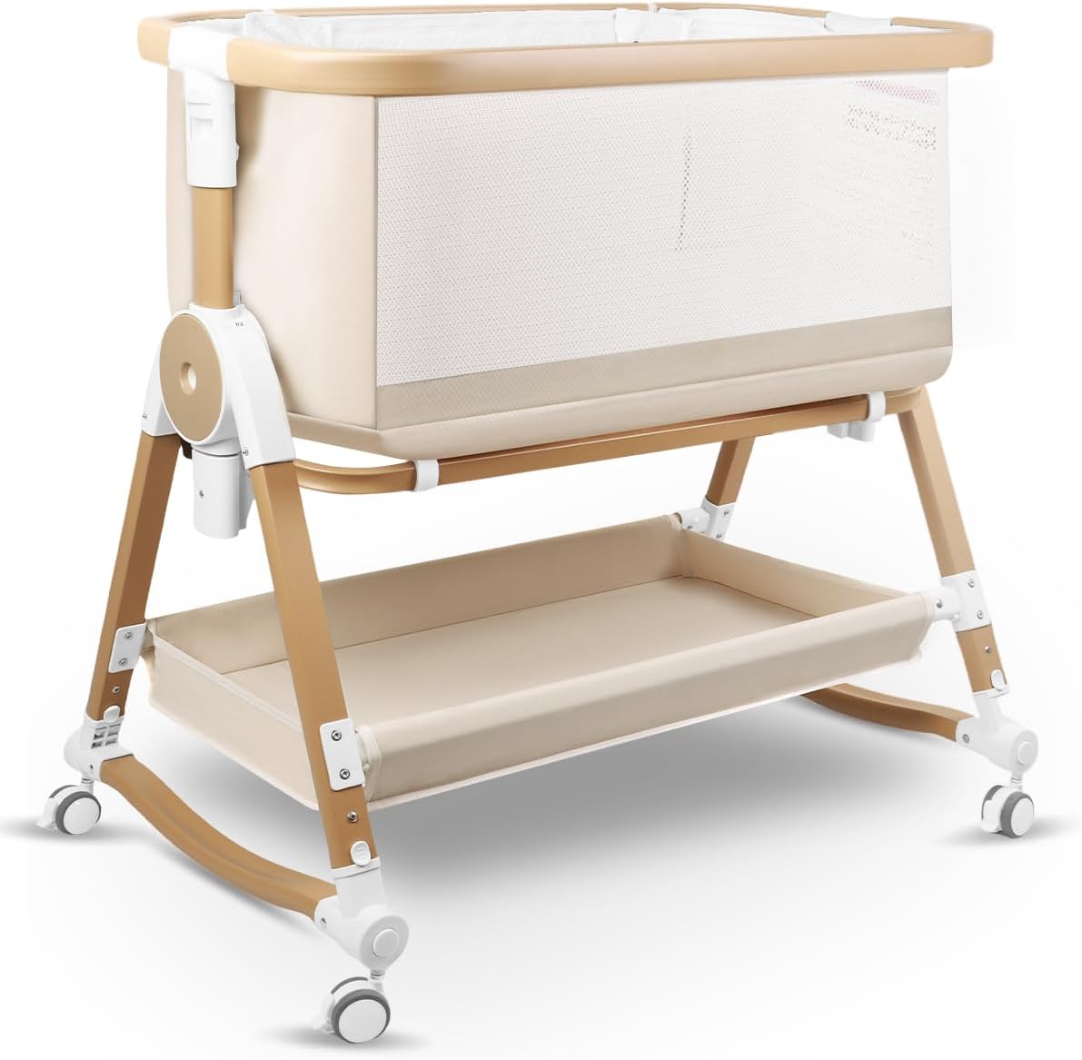 4 in 1 Baby Bassinet, Bassinets Bedside Sleeper with Wheels and Storage Basket, Adjustable 7