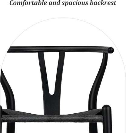 Wishbone Chair Natural Solid Wood Dining Chair/Hans Vegner Y Chair Rattan and Wood Accent Armrest