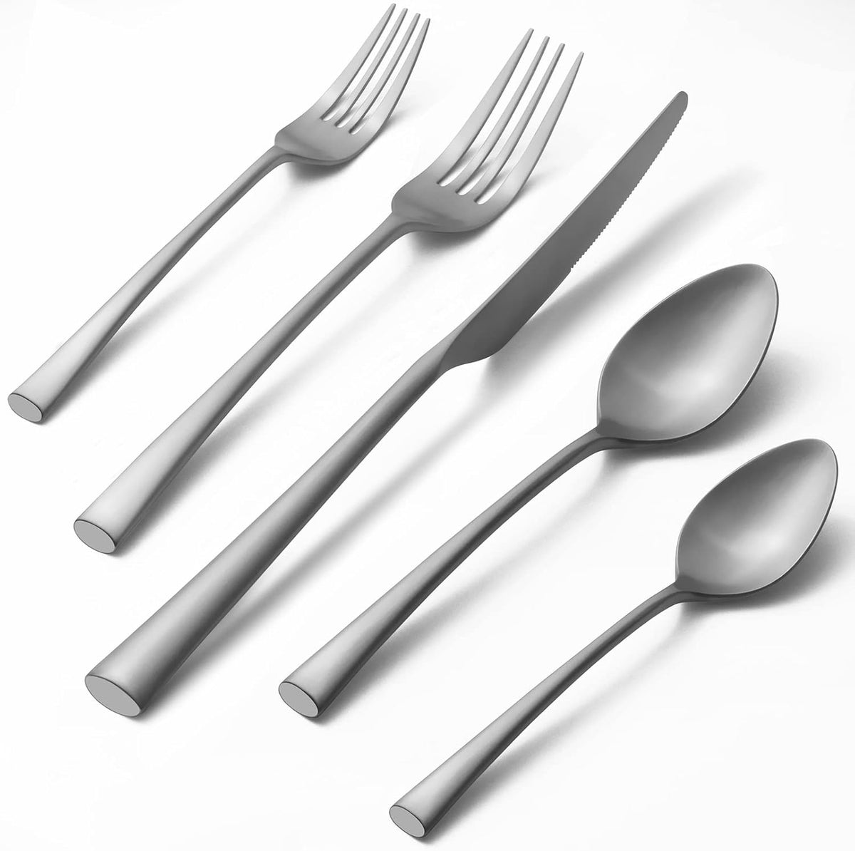 Alata Bailey 20-Piece Forged Stainless Steel Flatware Set Cutlery Set,Service for 4,Matte Satin