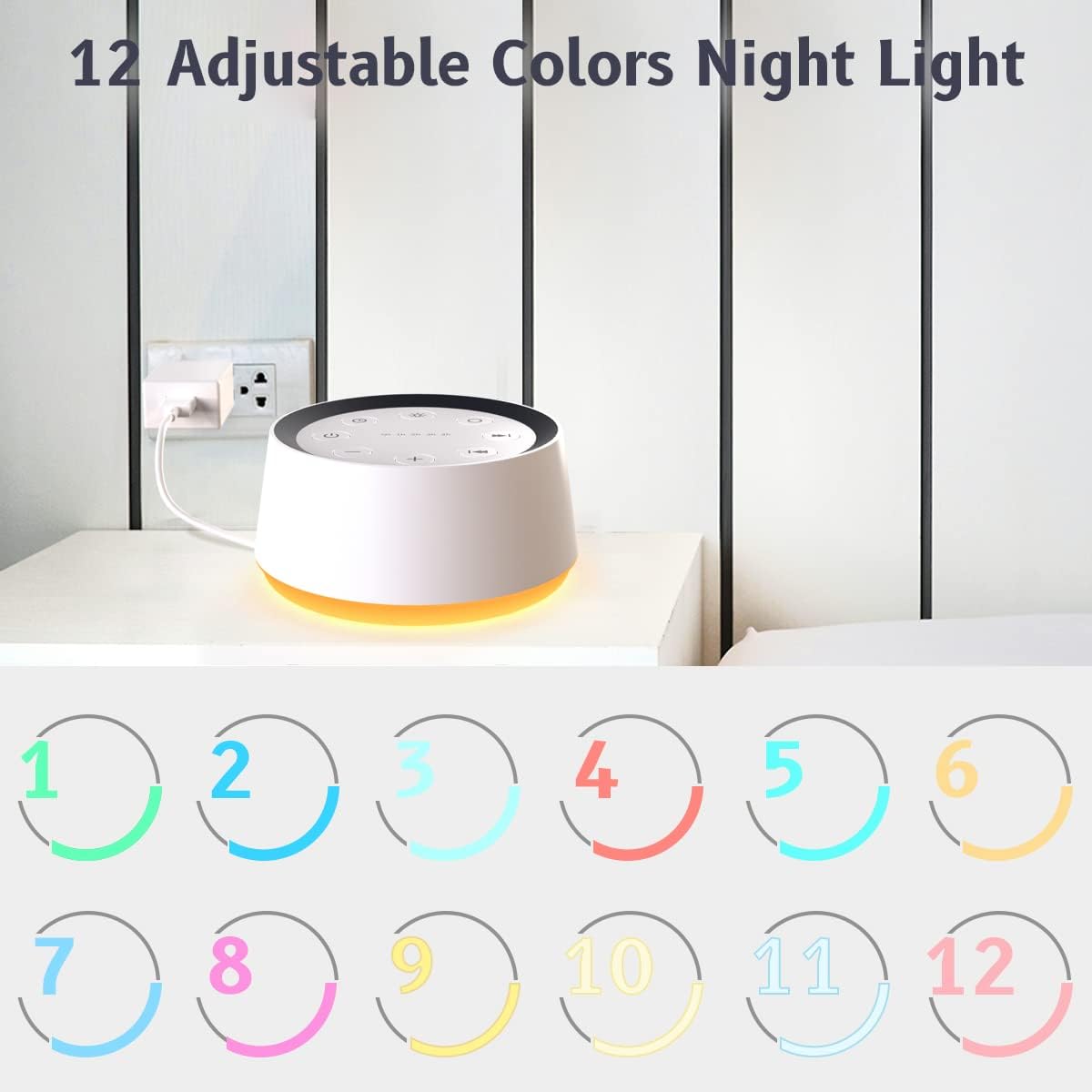 Brown Noise Sound Machine with 30 Soothing Sounds 12 Colors Night Light White Noise Machine for