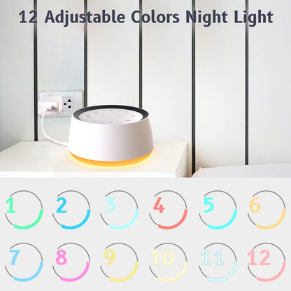 Brown Noise Sound Machine with 30 Soothing Sounds 12 Colors Night Light White Noise Machine for