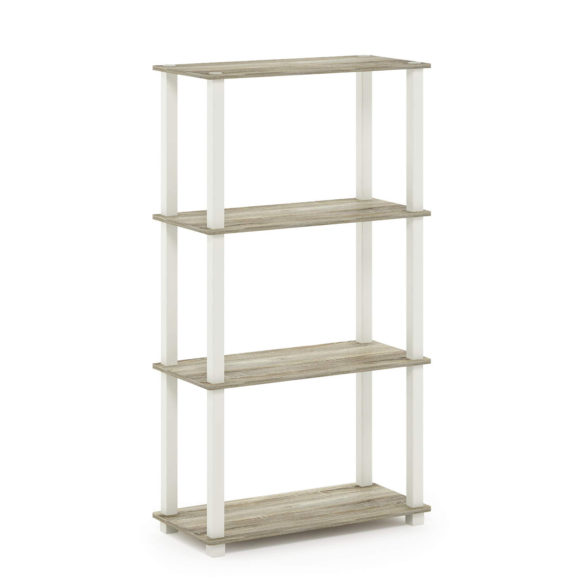 Furinno TURN-S-TUBE Storage Shelves, 4-Tier Book Shelf, Corner Shelf, Toolless Open Shelves, for