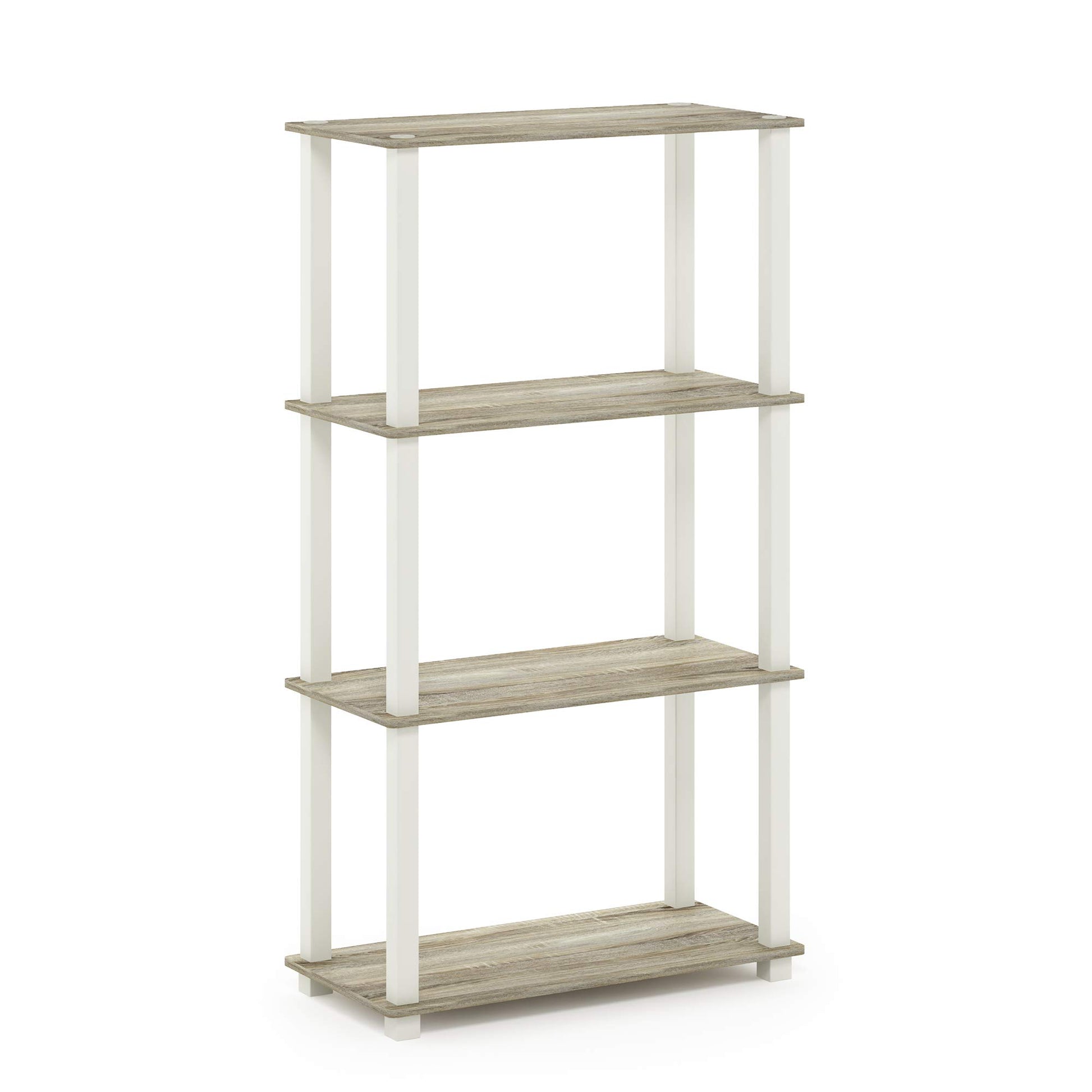 Furinno TURN-S-TUBE Storage Shelves, 4-Tier Book Shelf, Corner Shelf, Toolless Open Shelves, for