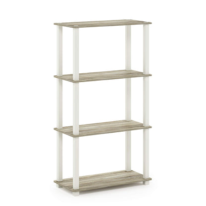 Furinno TURN-S-TUBE Storage Shelves, 4-Tier Book Shelf, Corner Shelf, Toolless Open Shelves, for