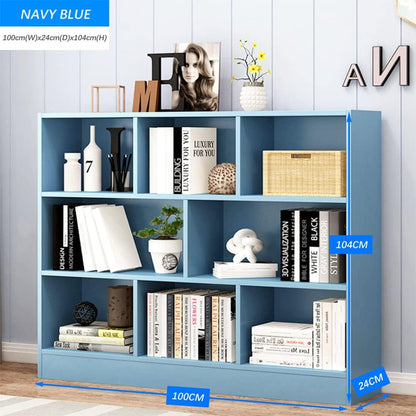 IOTXY Open Shelf Low Bookcase - Wooden 3-Tier Floor Standing Display Cabinet Organizer with Base, 8