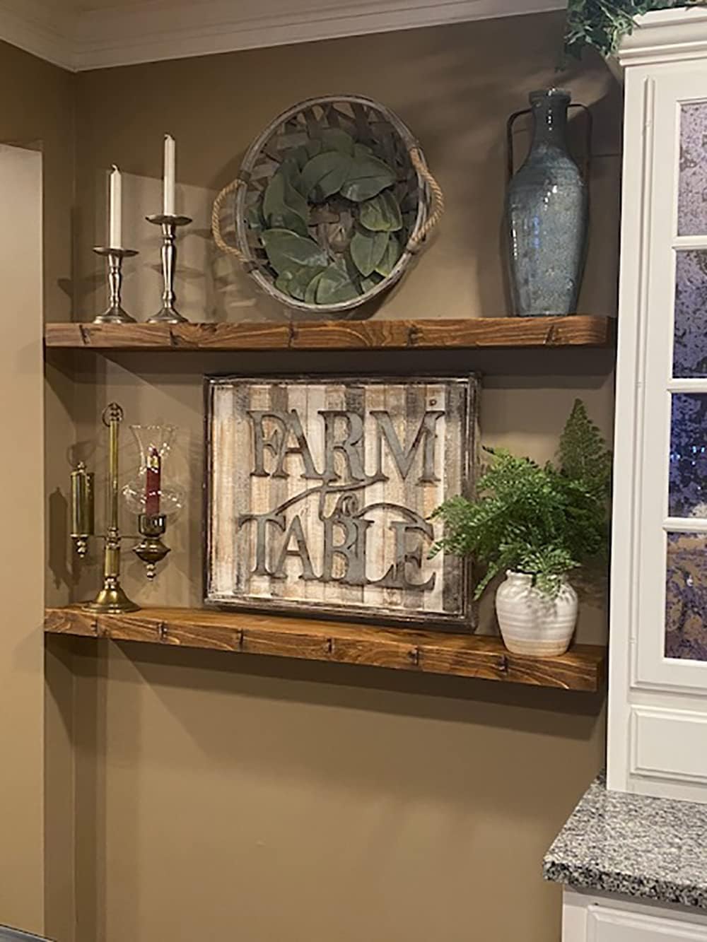 joelsantiques Floating Shelf, Wood Wall Shelf, Natural Wooden Home Decor for Bathroom Kitchen