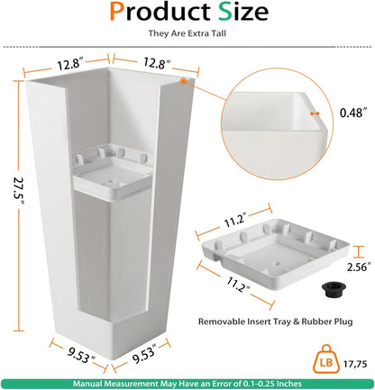 Tall Planters for Outdoor Plants, Large Resin Flower Pots for Garden, Front Porch, Patio, Indoor