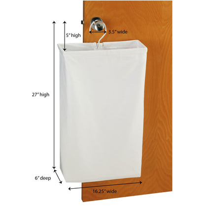 Household Essentials 148 Hanging Cotton Canvas Laundry Hamper Bag | White, 6" x 16" x 27" (Length x