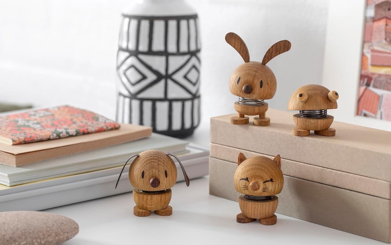 Hoptimist Dog Oak Bimble, Woody Brown, Home Decor Ornament - Danish Design, Wood W/Metal Spring