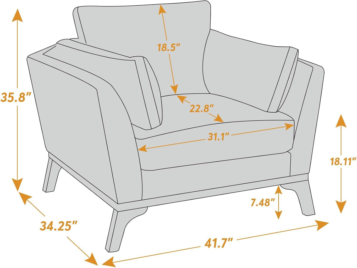 Large-Sized Accent Chair, Thick Cushion Bedroom Reading Chair, Comfortable Living Room Single Sofa，