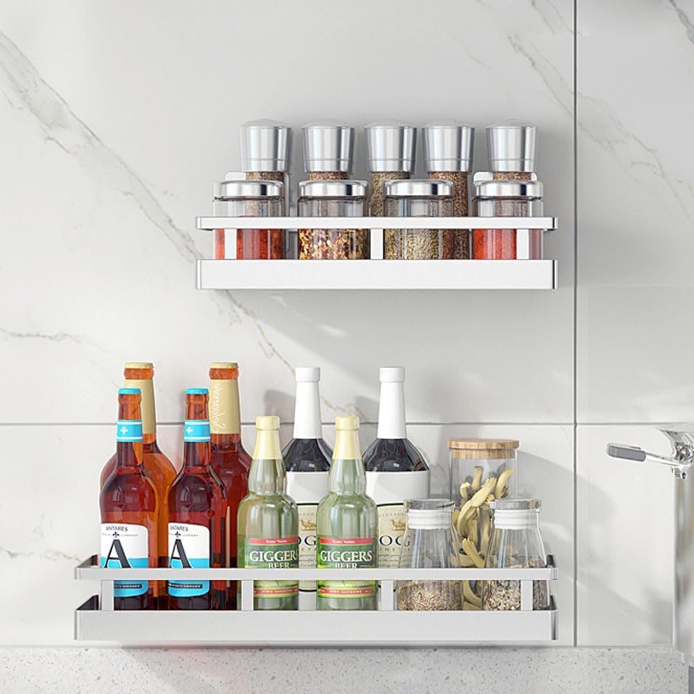 19.69Inch Spice Rack Organizer, SUS304 Stainless Steel Wall Mount Spice Rack Storage Basket