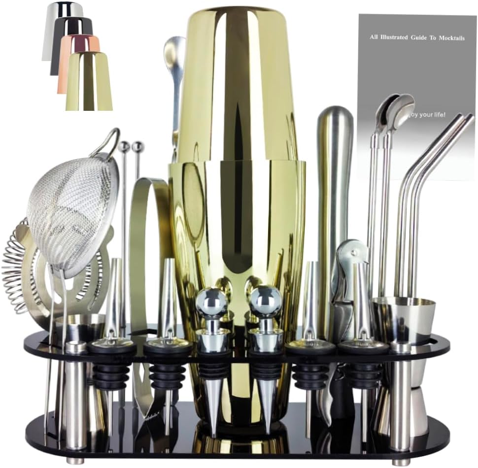 22-Piece Cocktail Shaker Set, 25/20oz Bartender Kit, Bartending Stainless Steel Bar Tools Sets for