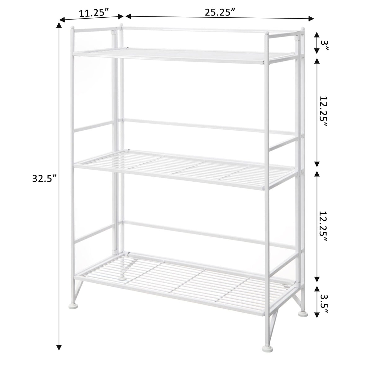 Convenience Concepts Xtra Storage Shelves - 3-Tier Wide Folding Metal Storage Shelves, Closet