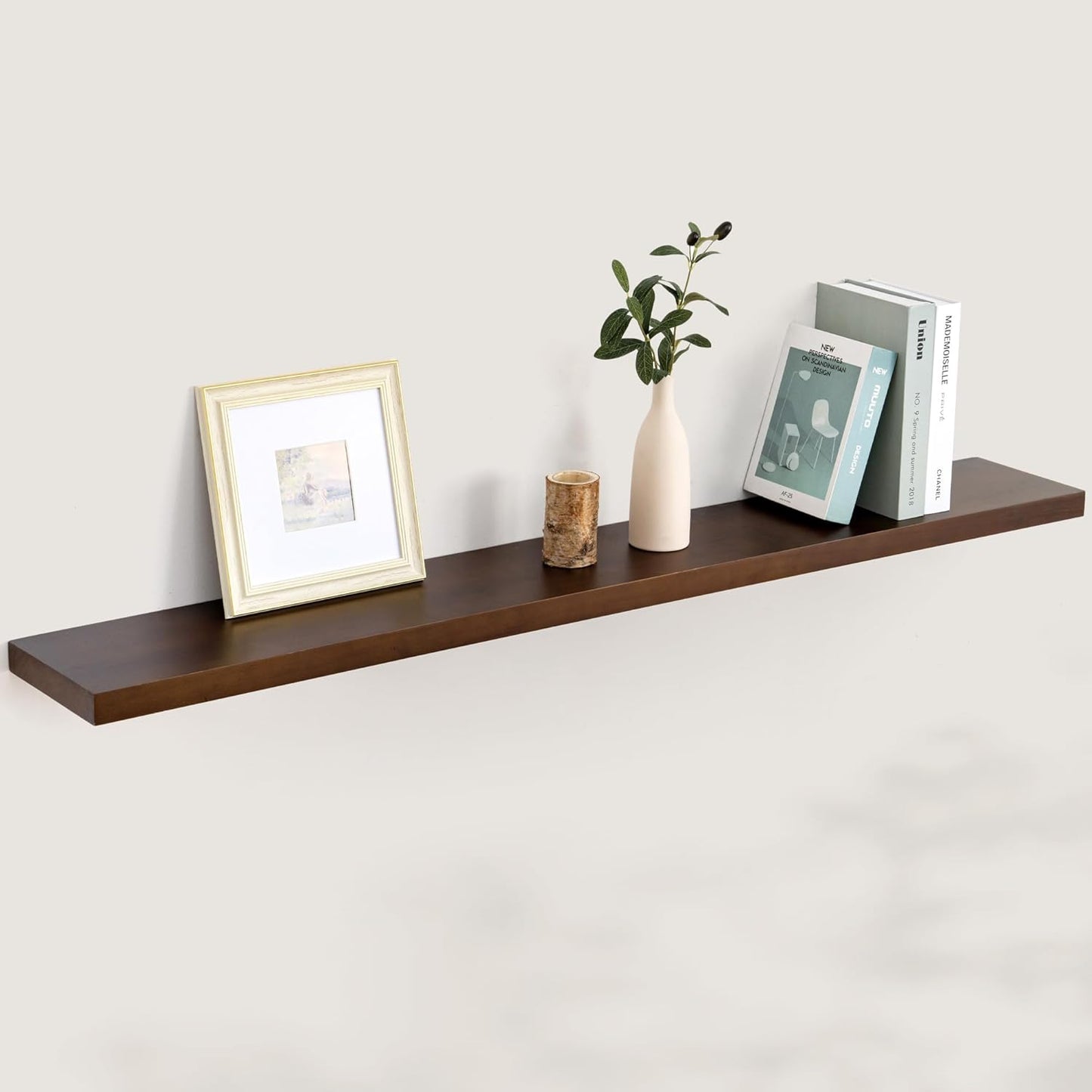 Floating Shelves 55 Inches Long - 8 Inch Deep Rustic Solid Pine Wood for Storage - Farmhouse Wall