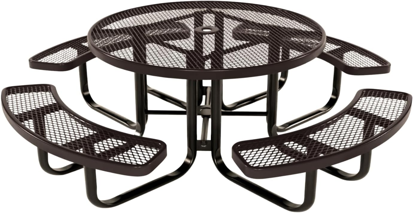 Coated Outdoor Furniture Heavy-Duty Portable Outdoor Kids Table with Umbrella Hole, Expanded Metal