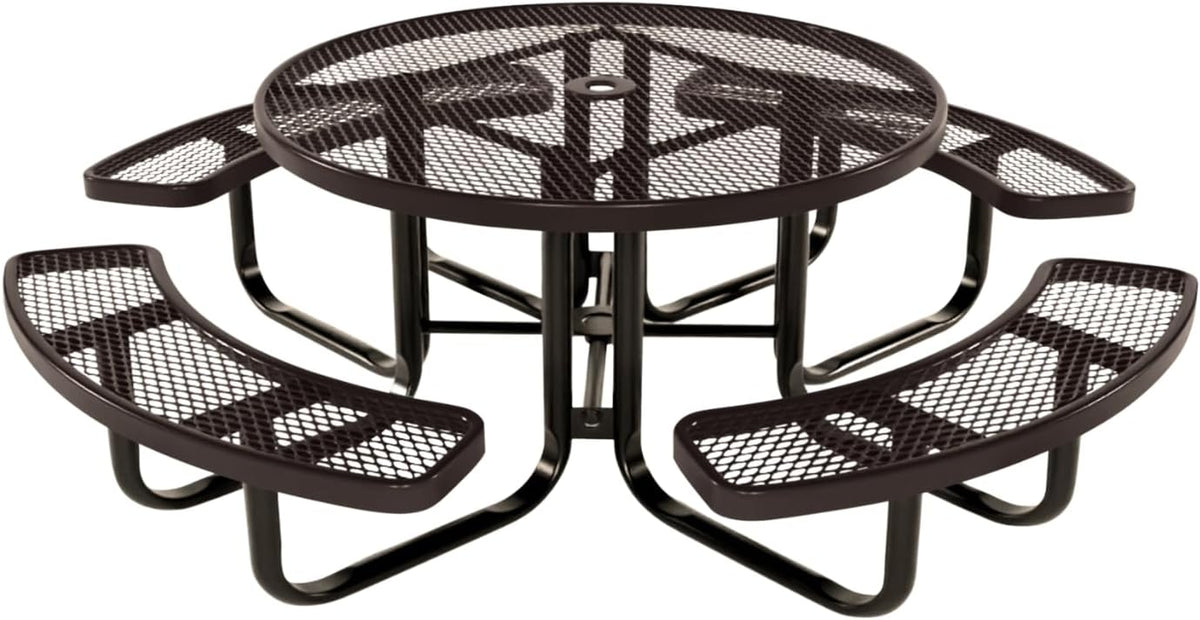 Coated Outdoor Furniture Heavy-Duty Portable Outdoor Kids Table with Umbrella Hole, Expanded Metal