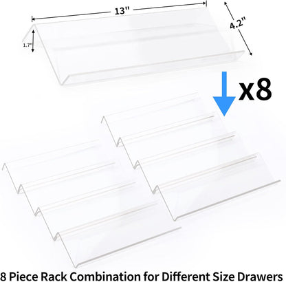 MIUKAA Clear Acrylic Spice Drawer Organizer, 4 Tier- 2 Set Expandable From 13" to 26" Drawer