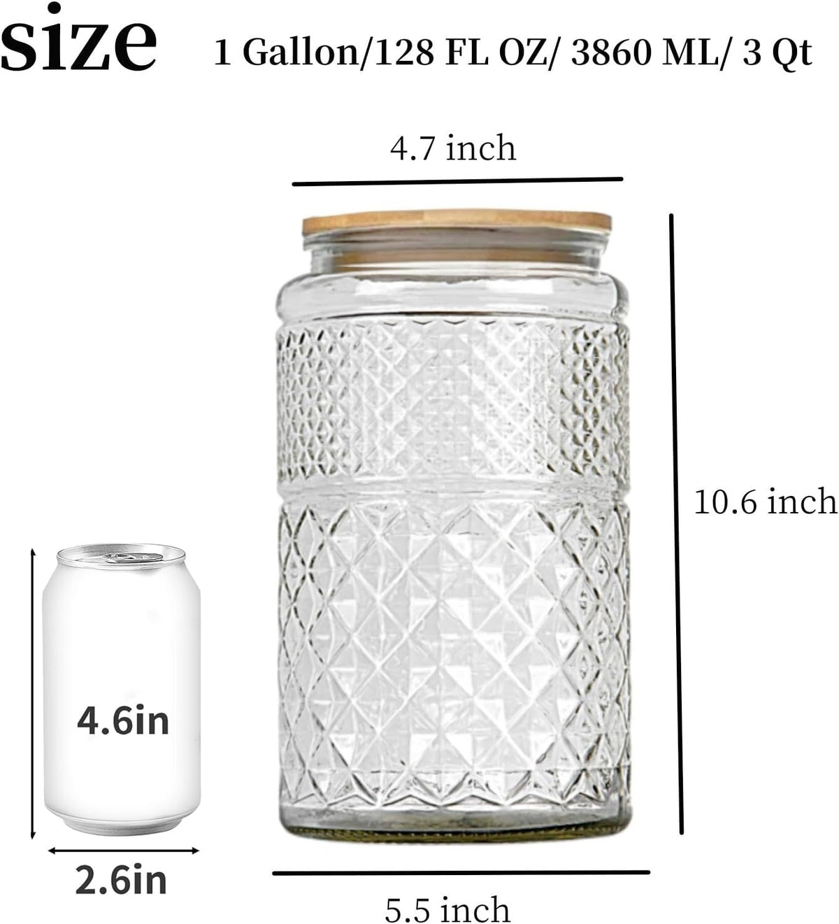 Large Glass Storage Jar, Glass Food Storage Containers with Bamboo Lid, Kitchen Containers Cereal