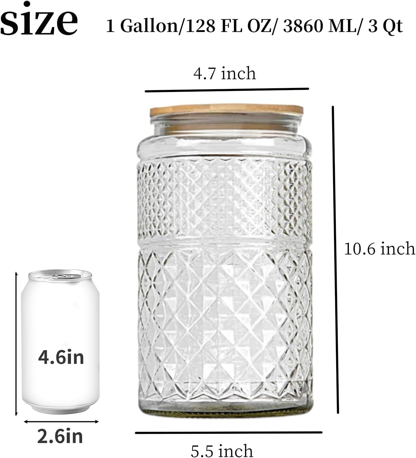Large Glass Storage Jar, Glass Food Storage Containers with Bamboo Lid, Kitchen Containers Cereal