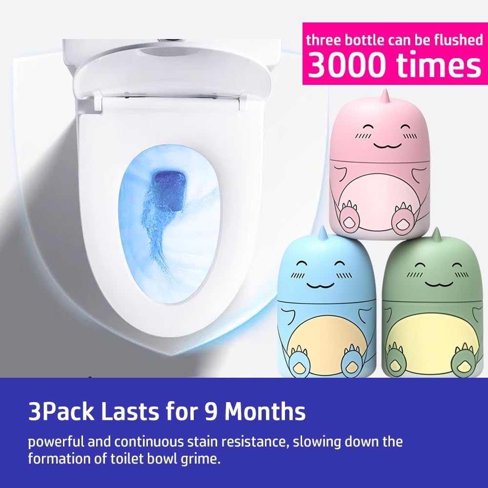Cute Dinosaur-Shaped Toilet Bowl Cleaner Bottle, Bathroom Toilet Tank Cleaner with Ocean, Jasmine