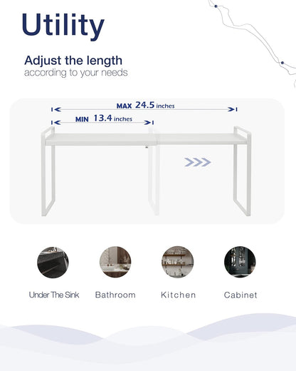 Nxconsu Expandable Cabinet Shelf Organizer Riser for Kitchen Pantry Cupboard Under Sink Countertop