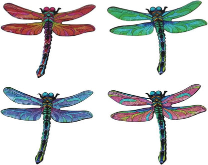 Metal Dragonfly Wall Decor Art, 4 Pack Colorful Metal Dragonflies Outdoor Wall Art, Hand Painted